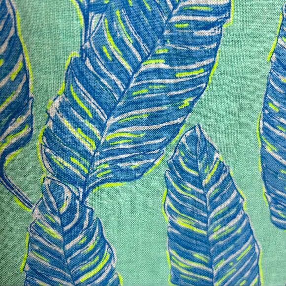 Vineyard Vines Off Shoulder Dress Size XS Green Blue Linen Blend Tropical Summer - Picture 8 of 10